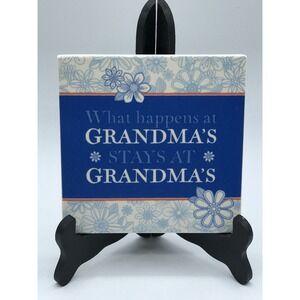 Hallmark Ceramic Tile Trivet Plaque‎ "What happens at Grandma's"